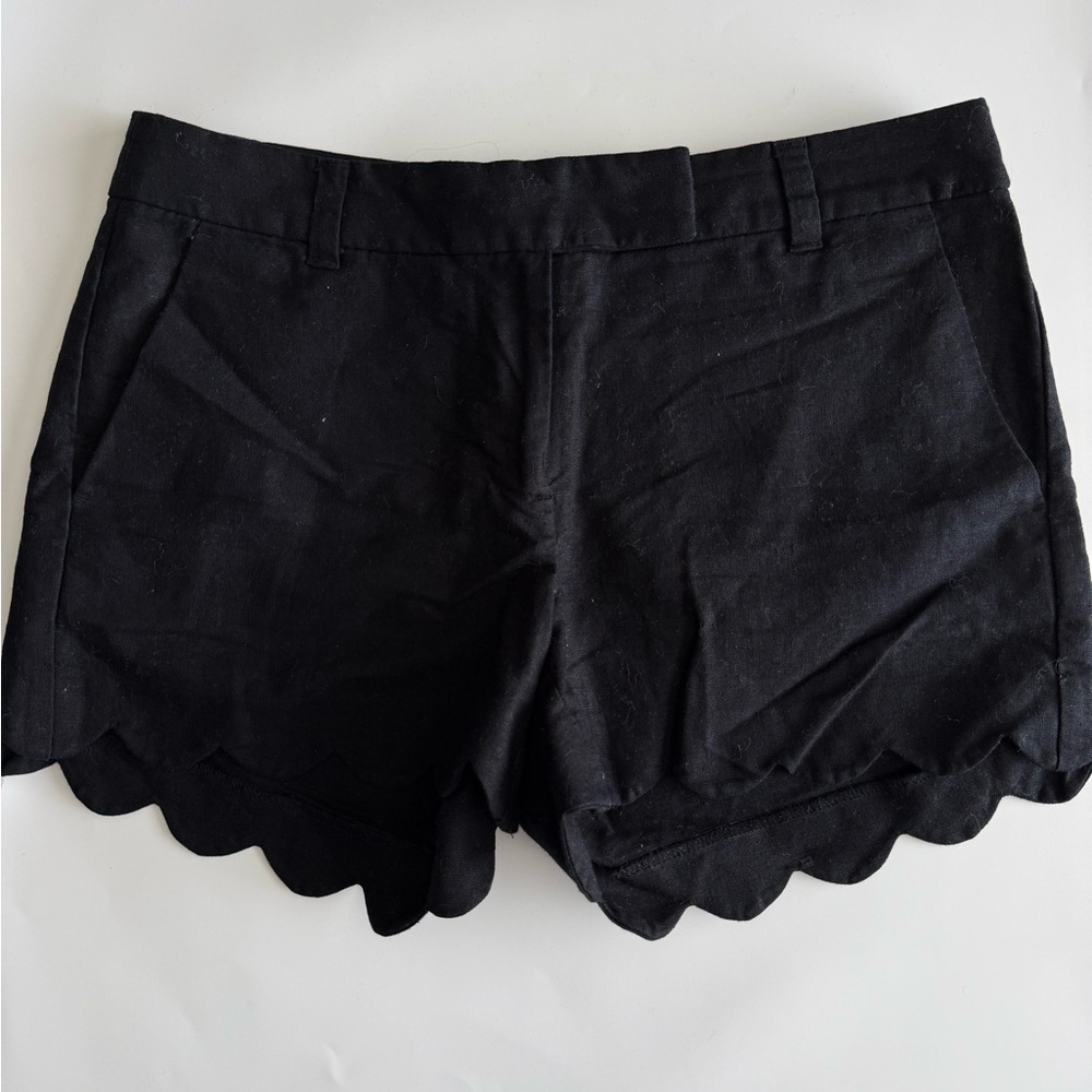 J Crew Black Scalloped Hem Women's Shorts